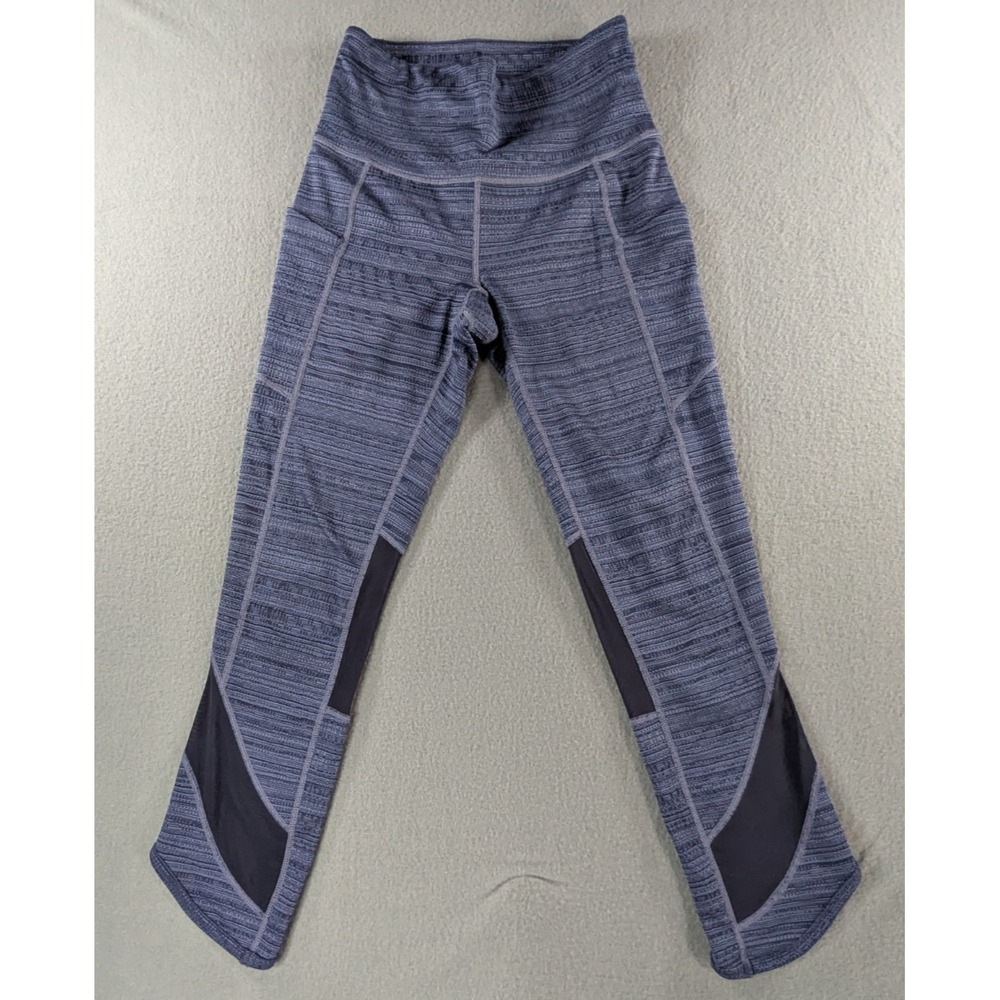 Athleta Womens‎ High Rise Mesh Inset Yoga Leggings XXS Blue Space Dye